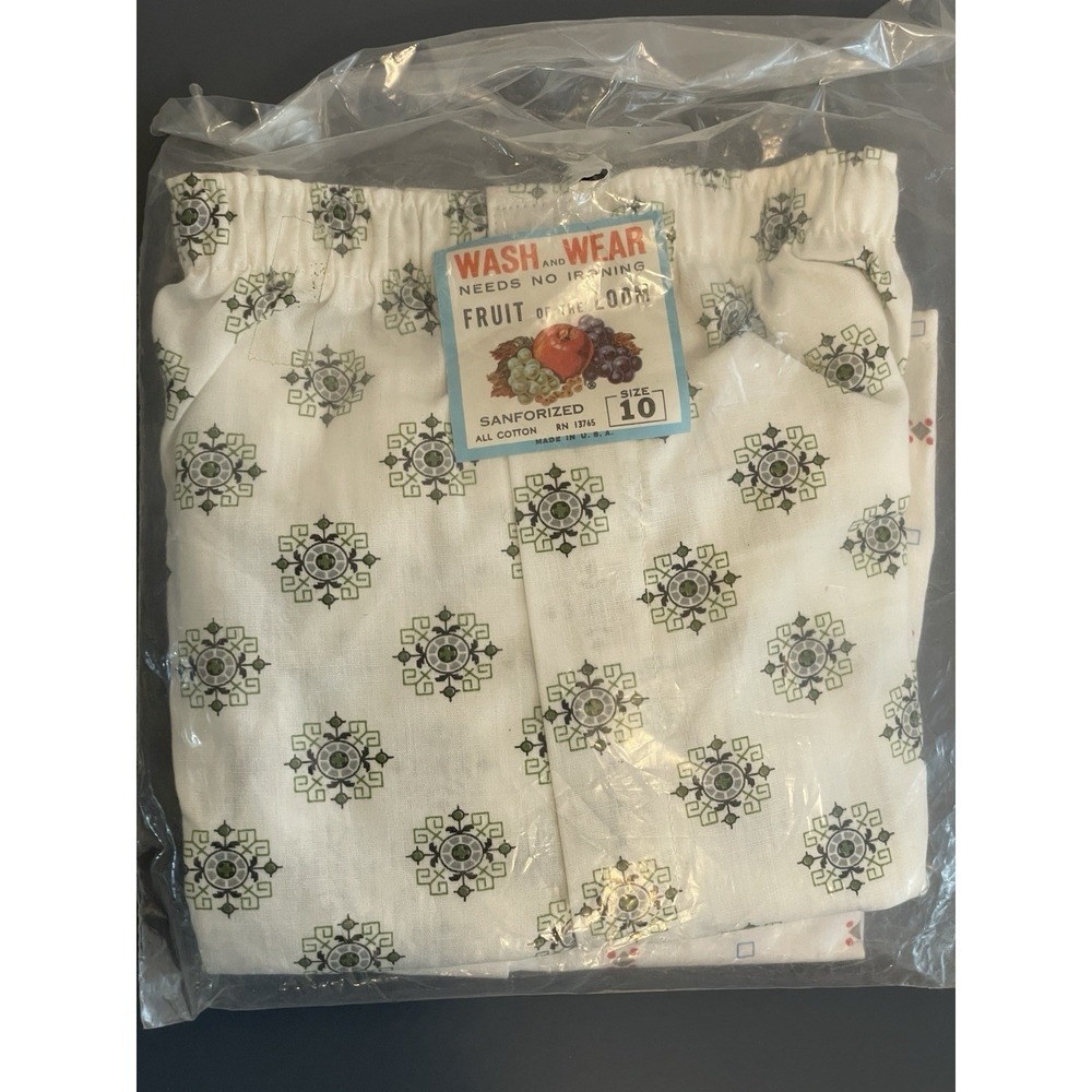 Vintage Fruit of the Loom Boys Boxer Short Size 10 Set of 2 Cotton Print USA 70s